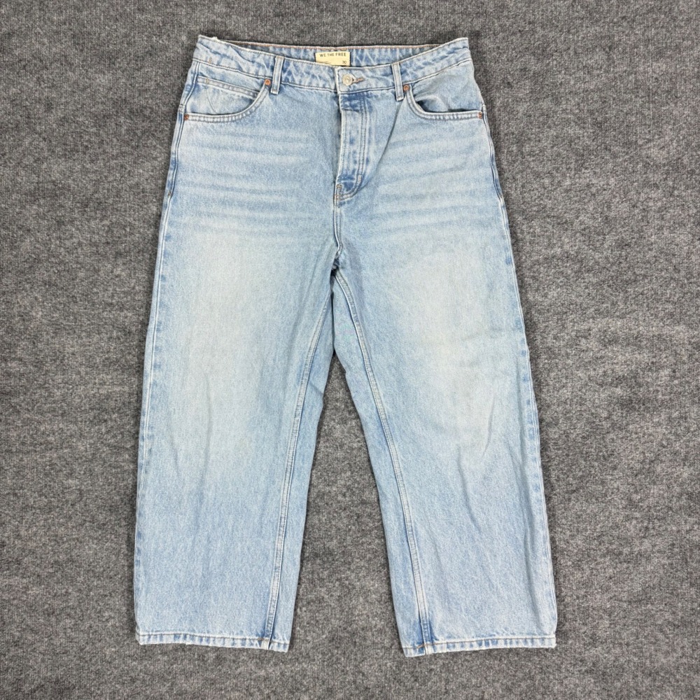 We The Free Jeans Wide Leg Baggy High Rise Womens 30 Light Wash Cotton Denim EUC